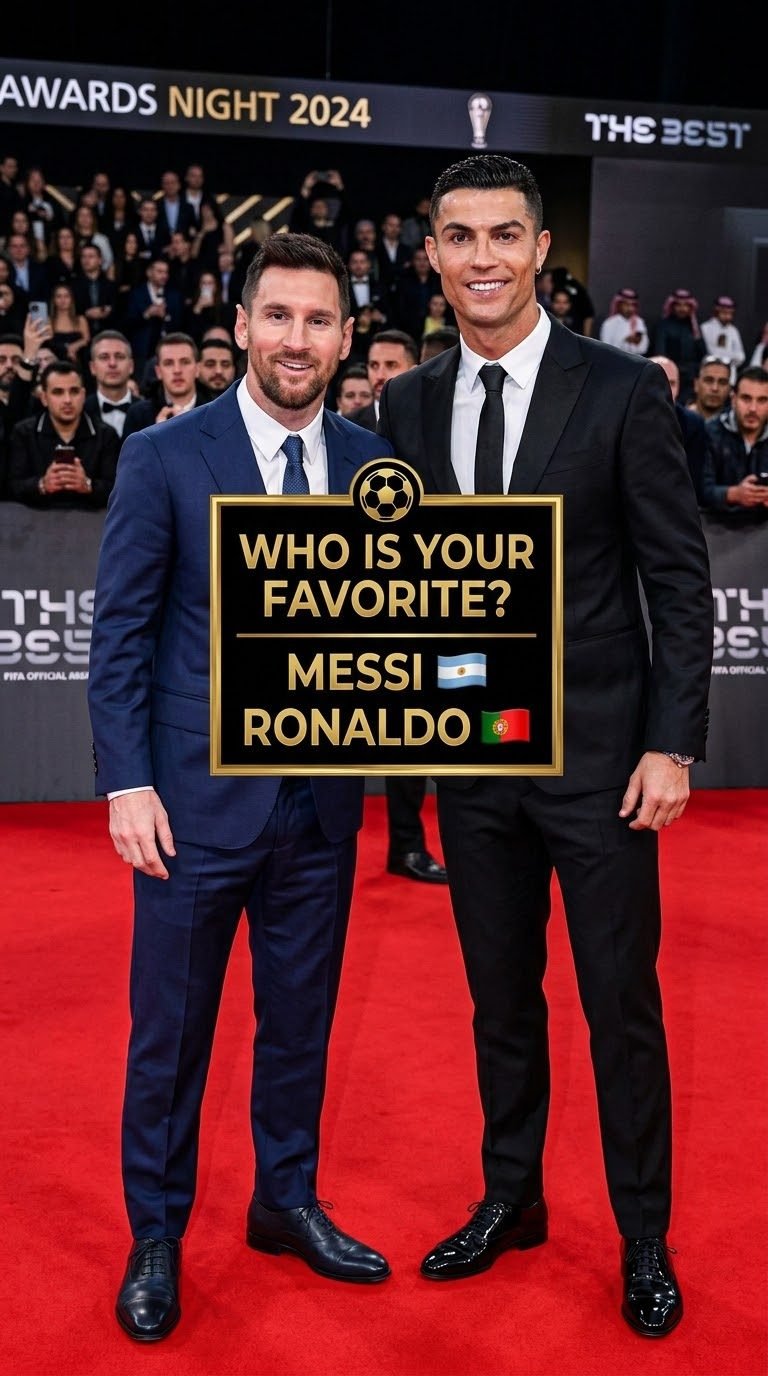 Messi and Ronaldo in suits at The Best Awards 2024